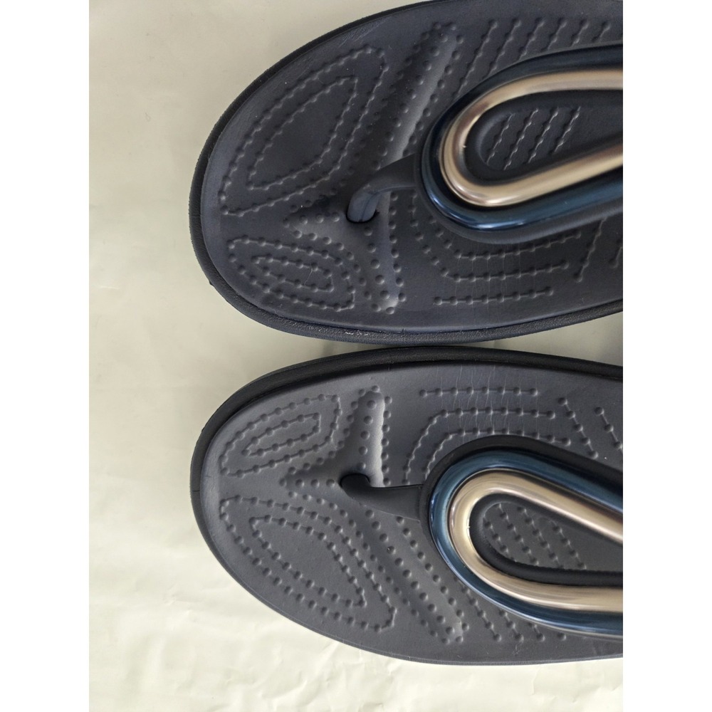 Crocs Sanrah Metal Block Flat Sandals Women's 9 Blue Summer Modern Artsy - Picture 10 of 10